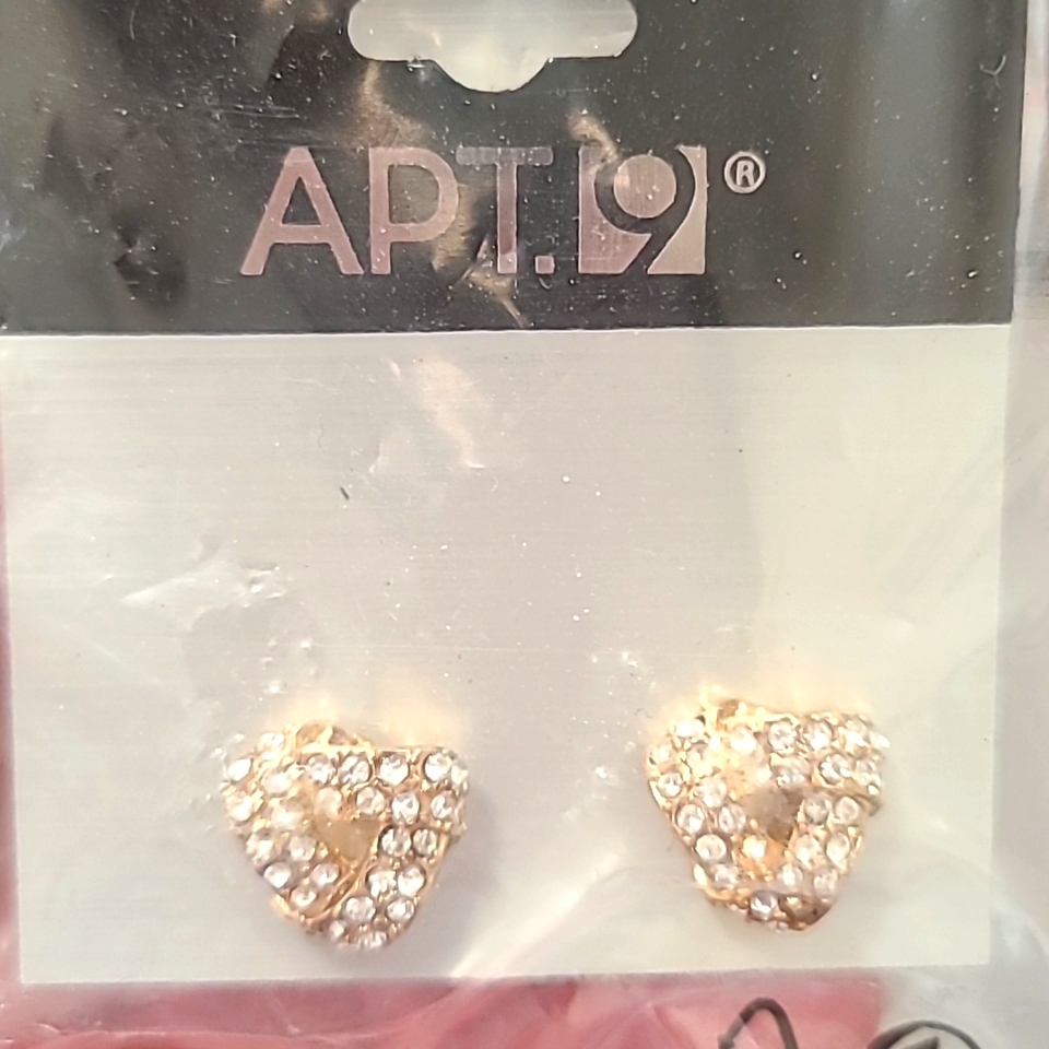 Apt 9 Gold Tone Rhinestone Stud Back Earrings Nwt 10$